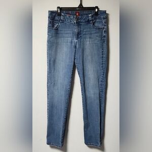 VTG Y2K 80s Sasson Straight Leg Hustler Stretch Med Wash Denim Jeans 33